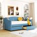 Velvet Upholstered Twin Size Daybed, Two Drawers, Elegant Design