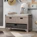 Storage Bench with Removable Basket and 2 Drawers, Fully Assembled Shoe Bench with Removable Cushion