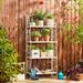 Glitzhome 3 or 4-Tiers Metal Plant Storage Shelving Planter Stands Flower Pot Shelf One-step Fordable Design