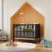 53in.W 5-In-1 Convertible Crib Converts from Baby Crib to Toddler Bed
