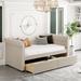 Beige Twin Upholstered Daybed with 2 Drawers, Maximizes Space