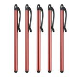 5pcs Touch Screen Pens Metallic Stylus Pen Aluminum Alloy Metal Capacitive Pens with Stylus Tips Red