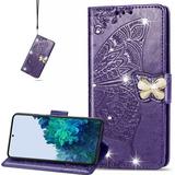 for Samsung Galaxy A04s/Galaxy A13 5G Wallet Case 3D Butterfly Flower PU Leather with Credit Card Slots Holder Case for Samsung Galaxy A13 5G/Galaxy A04s Rhinestone Deep Purple