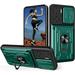 for Motorola Moto E22 4G Case with Slide Camera Cover Heavy Duty Protective with Ring Kickstand & Card Holder Cell Phone Case for Motorola E22 4G /E22i 4G LJK Green