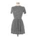 Forever 21 Casual Dress - A-Line Crew Neck Short sleeves: Gray Print Dresses - Women's Size Medium