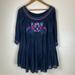 Free People Dresses | Free People Sun Beams Bardot Embroidered Mini Dress Babydoll Tiered Size M Boho | Color: Black | Size: M