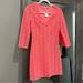 Lilly Pulitzer Dresses | Lilly Pulitzer Pink V Neck Gold Button Lace Three Quarter Sleeve Dress Size Xs | Color: Pink | Size: Xs