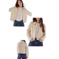 Levi's Jackets & Coats | Levi's Shrunken Chore Coat Jacket Sz S Long Sleeves Denim Optic Wavy Wheat Cream | Color: Cream/White | Size: S