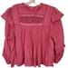 Free People Tops | Free People Crew Neck Blouse Top Pleated Crochet Lace Detail Pink Size Small | Color: Pink | Size: S