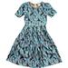 Lularoe Dresses | Lularoe Amelia Dress Peacock Feather Print Zip Back Pockets Short Sleeve Size Xs | Color: Blue/Brown | Size: Xs