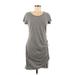 LA Made Casual Dress - Shift Scoop Neck Short sleeves: Gray Dresses - Women's Size Medium