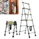 4+5 Step Ladder Extendable for Household, Telescopic Aluminum Folding Extension StepLadders with Anti-Slip Rubber Feet and Safety Lock 330lbs Load Capacity EN131 Standard