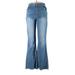 Almost Famous Jeans - High Rise Flared Leg Boyfriend: Blue Bottoms - Women's Size 13 - Medium Wash