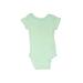 Carter's Short Sleeve Onesie: Green Solid Bottoms - Size 9 Month