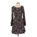 LC Lauren Conrad Casual Dress - A-Line Scoop Neck Long sleeves: Black Dresses - Women's Size Small