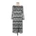 Jessica Howard Casual Dress - Shift Boatneck 3/4 sleeves: Gray Print Dresses - Women's Size 12