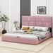 Mercer41 Hadebrand Queen Size Panel Bed w/ Hydraulic Storage System Upholstered/Velvet in Pink | 40.7 H x 64.6 W x 85.2 D in | Wayfair
