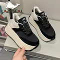 LazySeal Stivali alti da 7,5 cm Scarpe con plateau da donna Tinta unita Lace Up Primavera Autunno Sneakers Chunky Sneaker con zeppa Scarpe casual bianche