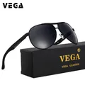 Vega Brillen schwarz Pilot Sonnenbrille Männer polarisiert mit Box Polycarbonat Pilot Sonnenbrille