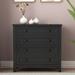 Wooden Dresser for Bedroom, 4 Drawer Dresser and Storage Side Cabinet with Retro Shell Handle, Black
