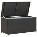 Anself Garden Storage Box with PE Liner Black Poly Rattan Storage Container Deck Box Tool Organization for Patio Lawn Poolside Backyard Outdoor Furniture 39.3 x 19.6 x 19.6 Inches (W x D x H)