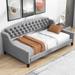 Modern Luxury Velvet Tufted Button Daybed with Upholstered Backrests and Armrests, Twin Size