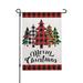 Merry Christmas Christmas Tree Garden Flag Vertical Double Sided Black Red Buffalo Plaid Yard Outdoor Decor 12 x 18 Inches