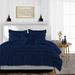 Twin/Twin XL Size Microfiber Duvet Cover Multi Ruffle Ultra Soft & Breathable 3 Piece Luxury Soft Wrinkle Free Cooling Sheet (1 Duvet Cover with 2 Pillowcases Navy Blue)