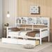 Twin Size Daybed with Storage Bedside Shelves and Two Drawers, Three Sides Daybed Frame & Wood Slat Support