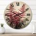 Designart "Ferns Ruby Essence I" Floral Oversized Wood Wall Clock