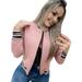 Ogiraw Winter Coats for Women Women S Long Sleeve Baseball Shirt Zip Jacket Baseball Jacket Casual Jacket Pink