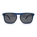 Mens Polarized Frost Thin Plastic Keyhole Horn Rim Hipster Sport Sunglasses Blue - Black