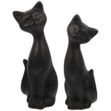 Mini Cars Ceramic Cat Ornaments Black Living Room Decor Desk Trinkets Sculpture Stuffed Child Lovers