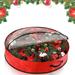 NOGIS Clear Wreath Storage Bag 30x8 Inch Christmas Wreath Storage Container Heavy Duty Plastic Wreath Protector with Handle for Xmas Holiday Seasonal Wreath Garland (Red)