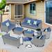 Ovios 8 Pieces Outdoor Patio Furniture with Swivel Rocking Chairs All Weather Wicker Patio Sectional Sofa Conversation Set