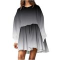 AOOCHASLIY Fall Clothes Fashion Women Casual Loose Round Neck Long Sleeve Comfy Printing Dresses