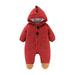 Wiueurtly Kids Fall Jacket Girls Toddler Baby Girls Boys Fuzzy Buttons Hooded Cartoon Romper Jumpsuit Coat