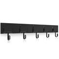 TSOMEI Magnetic Hooks Strong Neodymium Magnet Hook Heavy Duty Magnet Coat Rack with 5 Metal Hooks for Metal Door Indoor Outdoor Hanging Kitchen Keys Holder Refrigerator Black