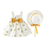 Wilucolt Girls Outfits Set Sleeveless Princess Dresses Hat Baby Girls Outfits Dot Kids Toddler Bow Girls Outfits&Set