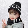 Dyfzdhu Winter Knitted Fleece Hood Scarf Coif Kid Knit Hat Warm Hats Black