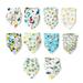 DEELLEEO Muslin Baby Bandana Bibs - 10 Pack Baby Bandana Drool Bibs Cotton Unisex Snap Muslin Bibs Adjustable for Boys Girls