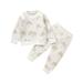 ZIZOCWA Toddler Baby Girls Boys Floral Print Knit Sweater Shirt Top and Long Pants Casual Cotton Warm Clothes Winter Fall 2 Pcs Outfits Set Beige Size98