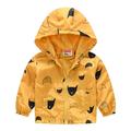 Kids Long Sleeve Windbreaker Jacket With Hoods Baby Grils Boys Print Jacket Zipper Coat Toddler Lightweight Hooded Windproof Coat Yellow-C 90