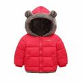 QUYUON Toddler Puffer Jacket Lined Fleece Baby Girls Boys Hooded Down Jacket Winter Warm Thicken Long Sleeve Padded Down Coat Full Zip up Hooded Sweatshirt Jacket Outerwear Red 7T-8T