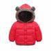 QUYUON Toddler Puffer Jacket Lined Fleece Baby Girls Boys Hooded Down Jacket Winter Warm Thicken Long Sleeve Padded Down Coat Full Zip up Hooded Sweatshirt Jacket Outerwear Red 7T-8T