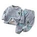ZCFZJW 2 Piece Toddler Boys Girls Winter Fleece Pajama Set Warm Fleece Matching Sleepwear Set Cute Cartoon Pattern Long Sleeve Tops+Pants Outfits Sleepwear Blue 4 Years
