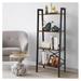 HYYYYH 4 Tier Ladder Shelf Industrial Bookshelf Standing Steel Frame Open Display Rack Shelf Wooden Shelf for Living Room Bedroom Kitchen Home Office Bathroom Garage Rustic Brown