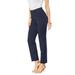 Plus Size Women's Straight-Leg Ultimate Ponte Pant by Roaman's in Navy (Size 14 W) Pull-On Stretch Knit Trousers