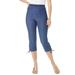 Plus Size Women's Comfort Stretch Lace-Up Capri Jean by Denim 24/7 in Medium Stonewash (Size 44 W)