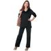 Plus Size Women's Velour Jogger Set by Roaman's in Black (Size 38/40)